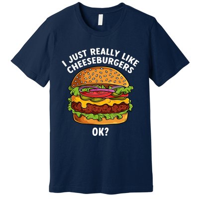 Funny Cheeseburger Hamburger Art Food Burger Lover Premium T-Shirt