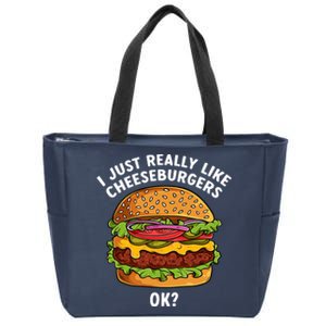 Funny Cheeseburger Hamburger Art Food Burger Lover Zip Tote Bag