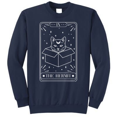 Funny Cat Hermit Tarot Card Witch Astrology Occult Halloween Sweatshirt