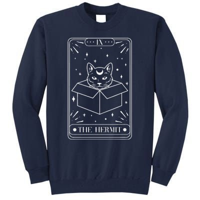 Funny Cat Hermit Tarot Card Witch Astrology Occult Halloween Tall Sweatshirt