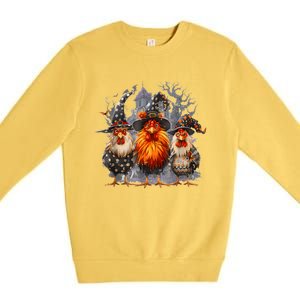 Funny Chicken Halloween Costume Spooky Season Chickens Witch Premium Crewneck Sweatshirt