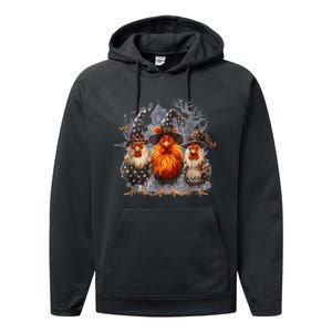 Funny Chicken Halloween Costume Spooky Season Chickens Witch Performance Fleece Hoodie