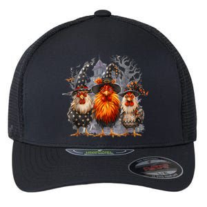 Funny Chicken Halloween Costume Spooky Season Chickens Witch Flexfit Unipanel Trucker Cap