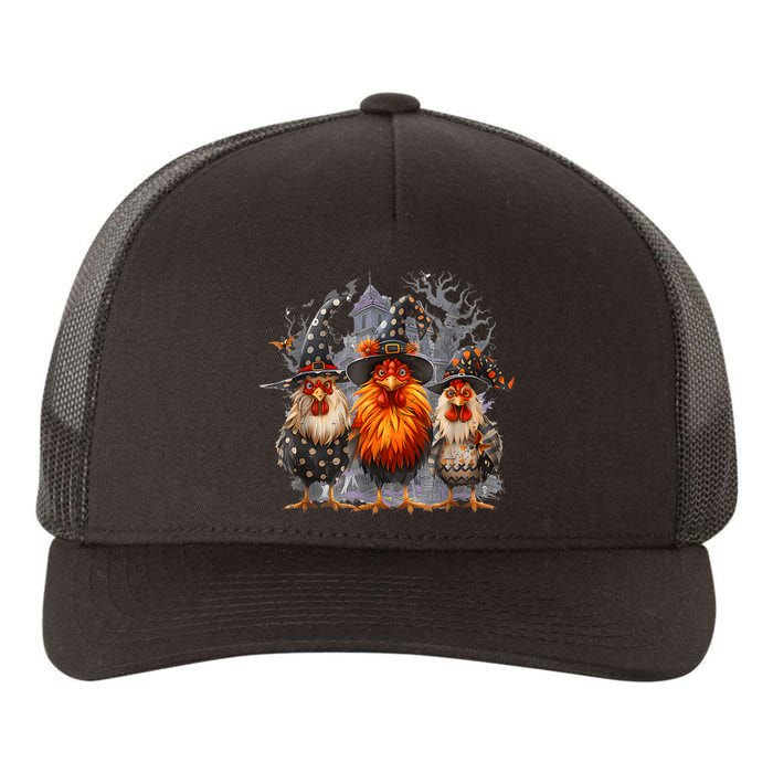 Funny Chicken Halloween Costume Spooky Season Chickens Witch Yupoong Adult 5-Panel Trucker Hat