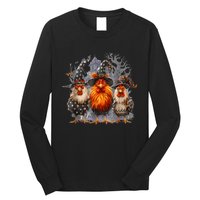 Funny Chicken Halloween Costume Spooky Season Chickens Witch Long Sleeve Shirt