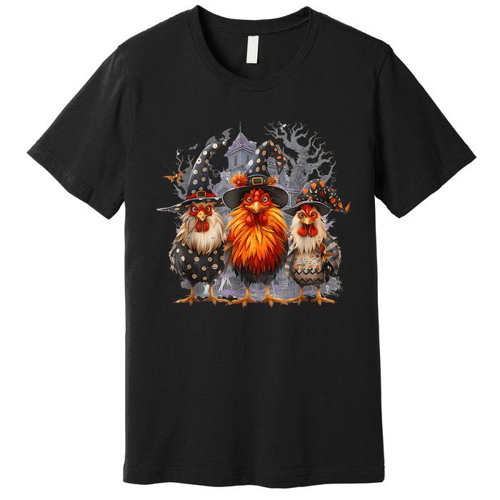 Funny Chicken Halloween Costume Spooky Season Chickens Witch Premium T-Shirt