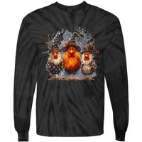 Funny Chicken Halloween Costume Spooky Season Chickens Witch Tie-Dye Long Sleeve Shirt