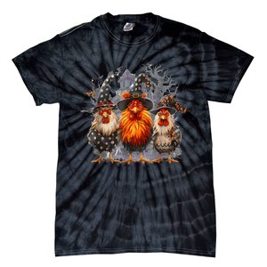 Funny Chicken Halloween Costume Spooky Season Chickens Witch Tie-Dye T-Shirt