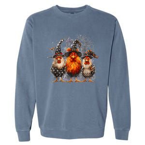 Funny Chicken Halloween Costume Spooky Season Chickens Witch Garment-Dyed Sweatshirt