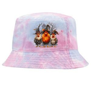 Funny Chicken Halloween Costume Spooky Season Chickens Witch Tie-Dyed Bucket Hat