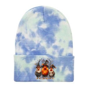 Funny Chicken Halloween Costume Spooky Season Chickens Witch Tie Dye 12in Knit Beanie