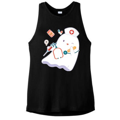 Funny Cute Halloween Nurse Ghost Ladies PosiCharge Tri-Blend Wicking Tank