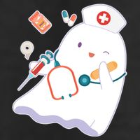 Funny Cute Halloween Nurse Ghost 7 Panel Mesh Trucker Snapback Hat