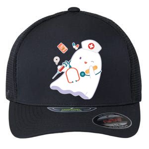 Funny Cute Halloween Nurse Ghost Flexfit Unipanel Trucker Cap