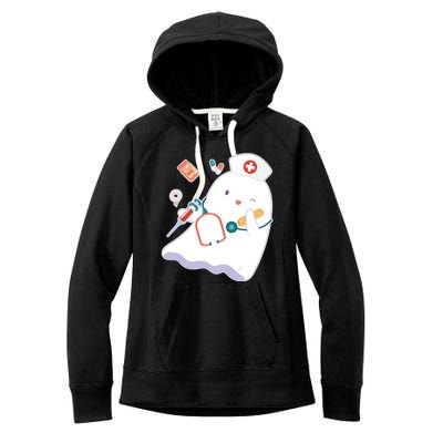 Funny Cute Halloween Nurse Ghost Women's Fleece Hoodie