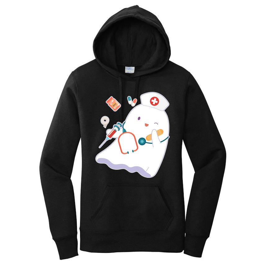 Funny Cute Halloween Nurse Ghost Women's Pullover Hoodie