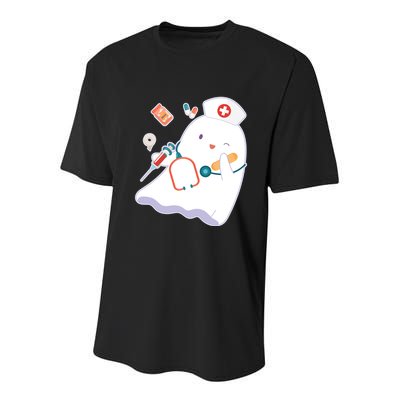 Funny Cute Halloween Nurse Ghost Youth Performance Sprint T-Shirt