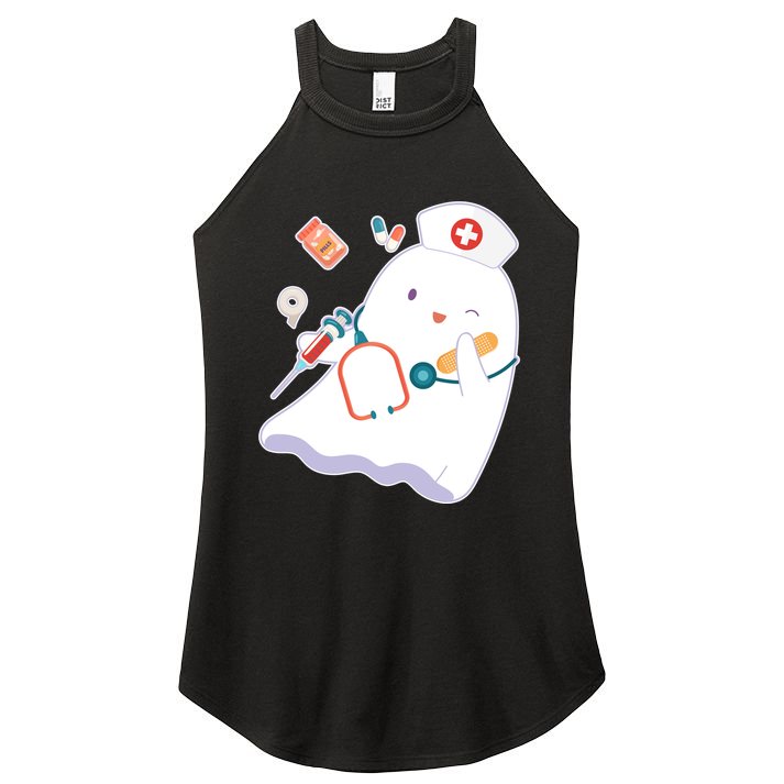 Funny Cute Halloween Nurse Ghost Women's Perfect Tri Rocker Tank