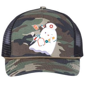 Funny Cute Halloween Nurse Ghost Retro Rope Trucker Hat Cap