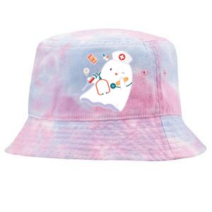 Funny Cute Halloween Nurse Ghost Tie-Dyed Bucket Hat