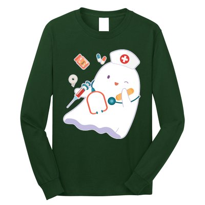 Funny Cute Halloween Nurse Ghost Long Sleeve Shirt