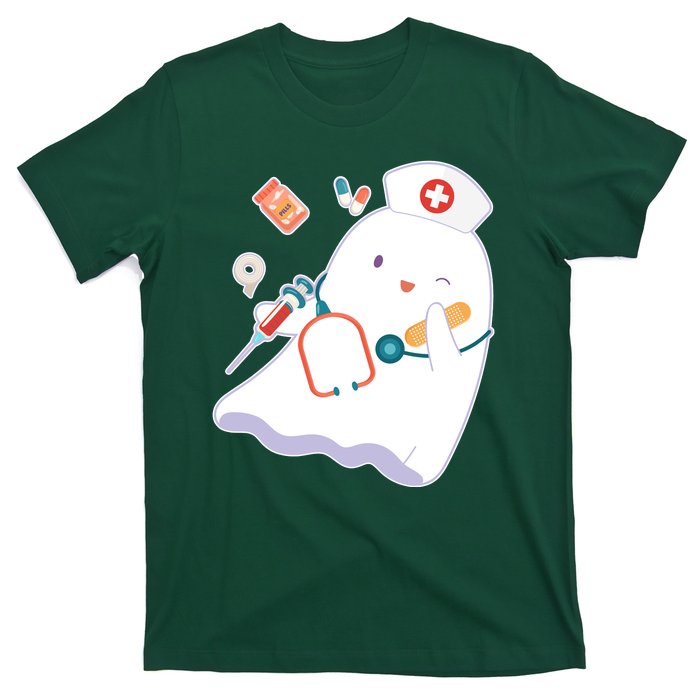 Funny Cute Halloween Nurse Ghost T-Shirt