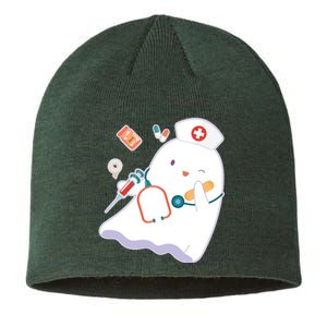 Funny Cute Halloween Nurse Ghost Sustainable Beanie