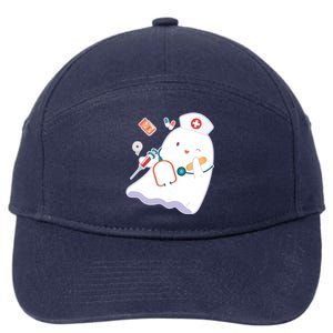 Funny Cute Halloween Nurse Ghost 7-Panel Snapback Hat