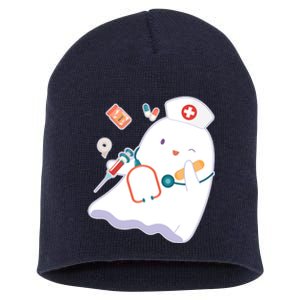 Funny Cute Halloween Nurse Ghost Short Acrylic Beanie