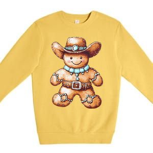 Funny Cowboy Howdy Gingerbread Christmas Holiday Premium Crewneck Sweatshirt