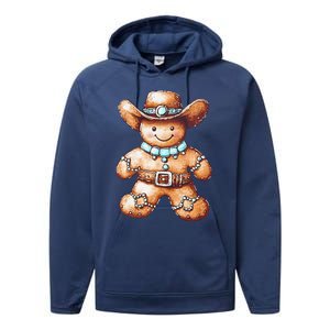 Funny Cowboy Howdy Gingerbread Christmas Holiday Performance Fleece Hoodie