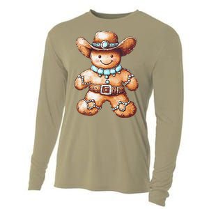 Funny Cowboy Howdy Gingerbread Christmas Holiday Cooling Performance Long Sleeve Crew