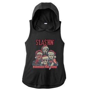 Funny Christmas Horror Characters Ugly Christmas Sweater Ladies PosiCharge Tri-Blend Wicking Draft Hoodie Tank