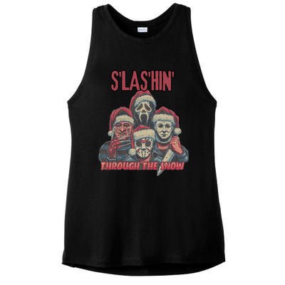 Funny Christmas Horror Characters Ugly Christmas Sweater Ladies PosiCharge Tri-Blend Wicking Tank