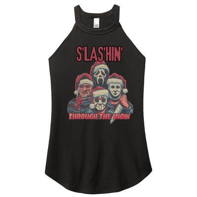 Funny Christmas Horror Characters Ugly Christmas Sweater Women's Perfect Tri Rocker Tank