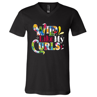 Funny Curly Hair Leopard Wild Like My Curls Gift V-Neck T-Shirt