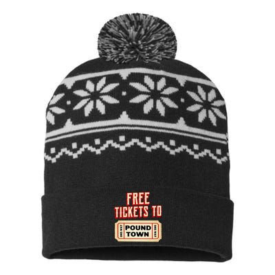 Funny College Humor Free Tickets To Pound Town Carnival USA-Made Snowflake Beanie