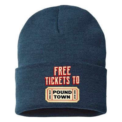 Funny College Humor Free Tickets To Pound Town Carnival Sustainable Knit Beanie