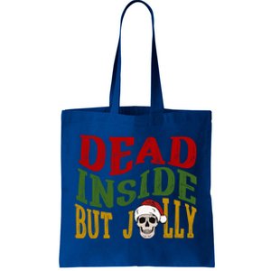 Funny Christmas Holiday Dead Inside But Jolly Skeleton Cool Gift Tote Bag