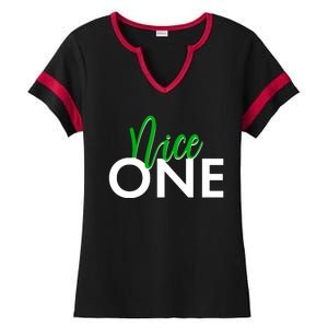 Funny Christmas Holiday Matching Shirt Nice One Ladies Halftime Notch Neck Tee