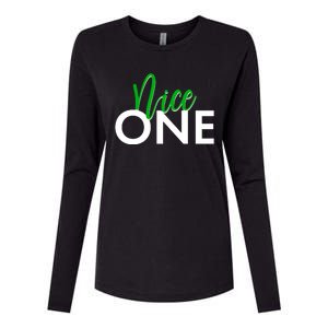 Funny Christmas Holiday Matching Shirt Nice One Womens Cotton Relaxed Long Sleeve T-Shirt