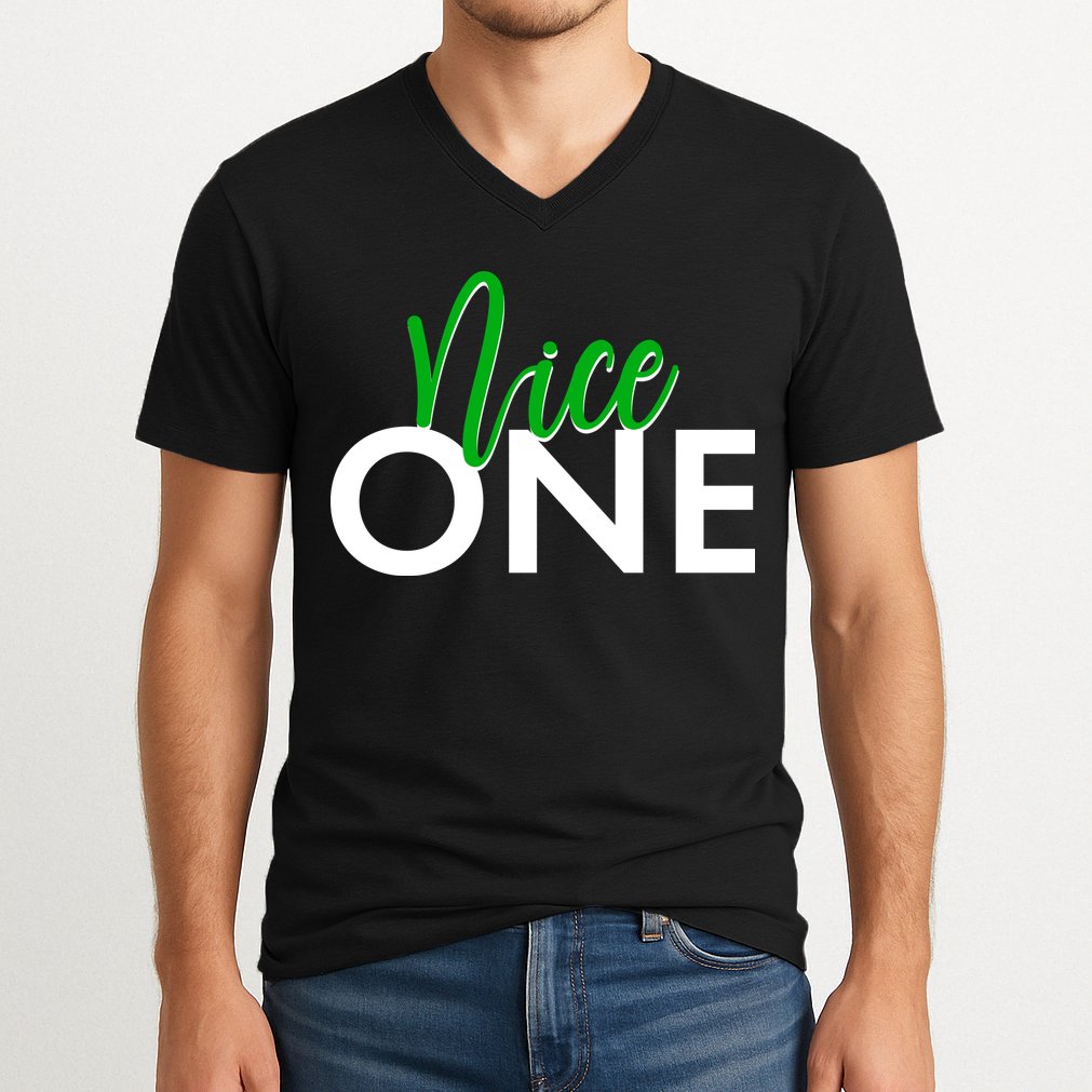 Funny Christmas Holiday Matching Shirt Nice One V-Neck T-Shirt