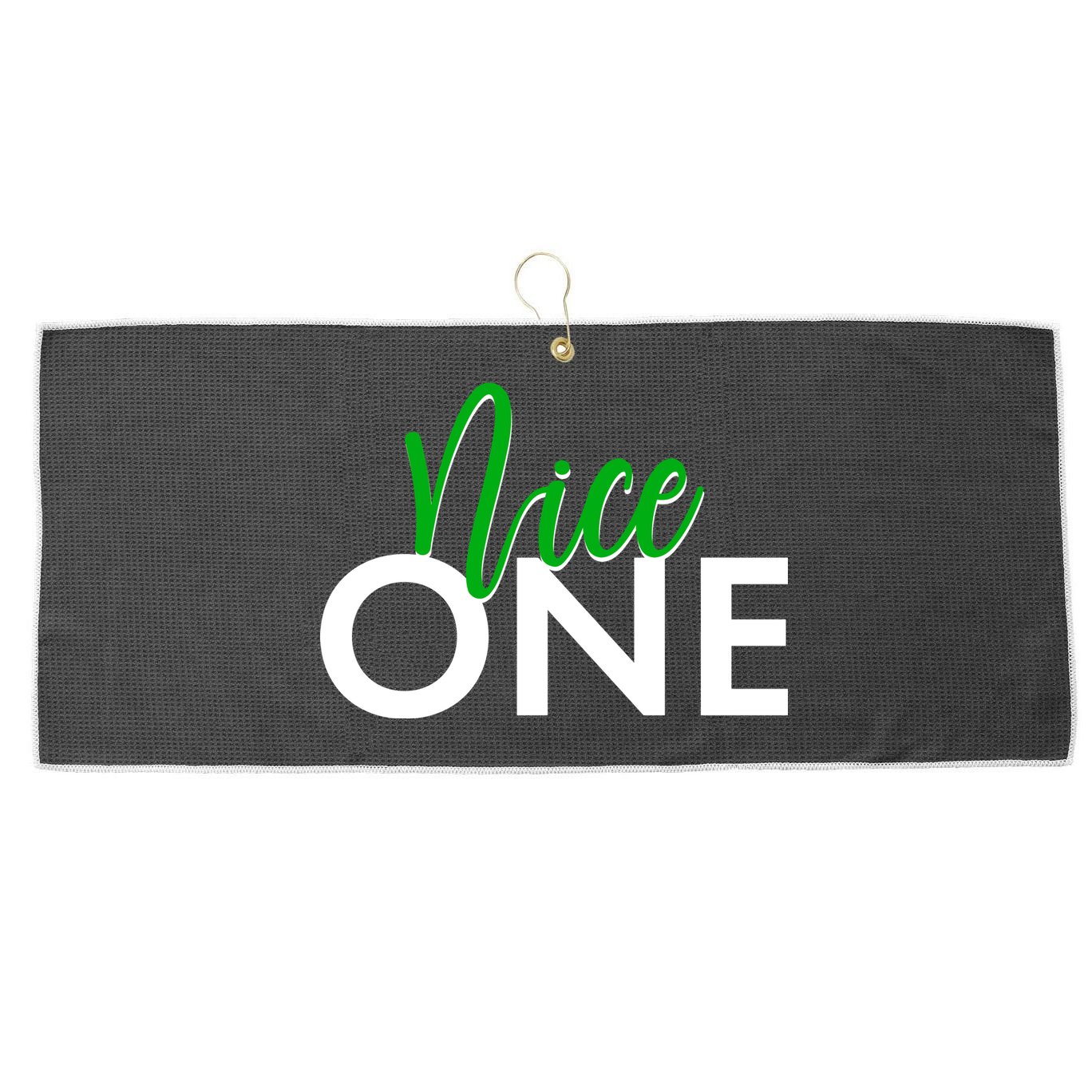 Funny Christmas Holiday Matching Shirt Nice One Large Microfiber Waffle Golf Towel