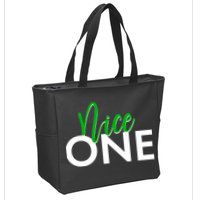 Funny Christmas Holiday Matching Shirt Nice One Zip Tote Bag