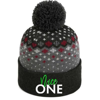 Funny Christmas Holiday Matching Shirt Nice One The Baniff Cuffed Pom Beanie