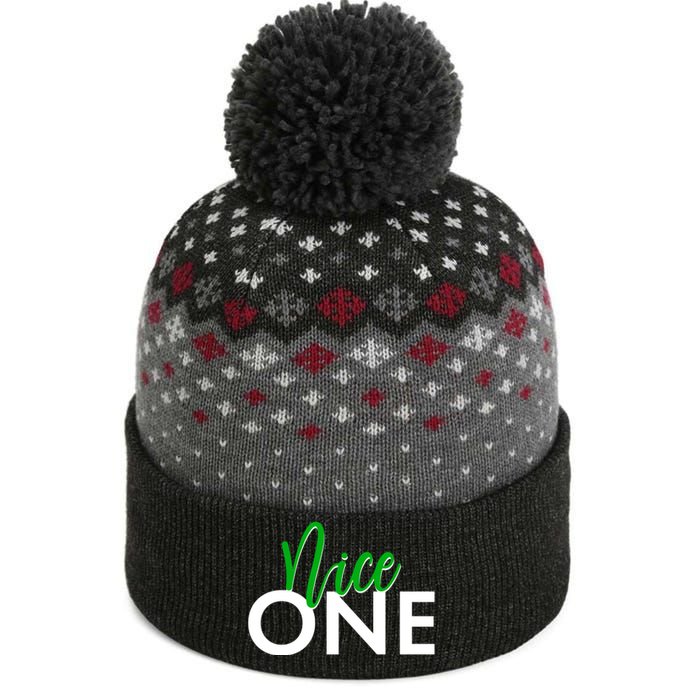 Funny Christmas Holiday Matching Shirt Nice One The Baniff Cuffed Pom Beanie