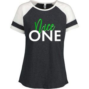 Funny Christmas Holiday Matching Shirt Nice One Enza Ladies Jersey Colorblock Tee