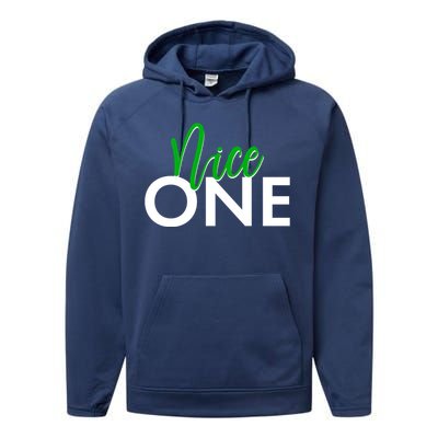 Funny Christmas Holiday Matching Shirt Nice One Performance Fleece Hoodie