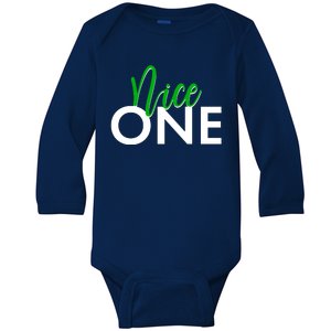 Funny Christmas Holiday Matching Shirt Nice One Baby Long Sleeve Bodysuit