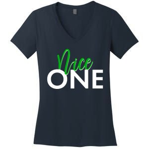 Funny Christmas Holiday Matching Shirt Nice One Women's V-Neck T-Shirt